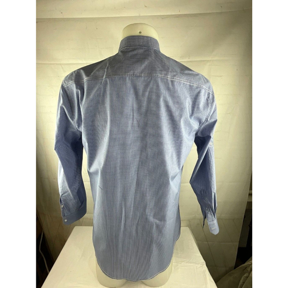 Men’s Big & Tall Tranquility Mayhem Point Collar Check Dress Shirt Sz 3XLT Blue - Picture 2 of 4